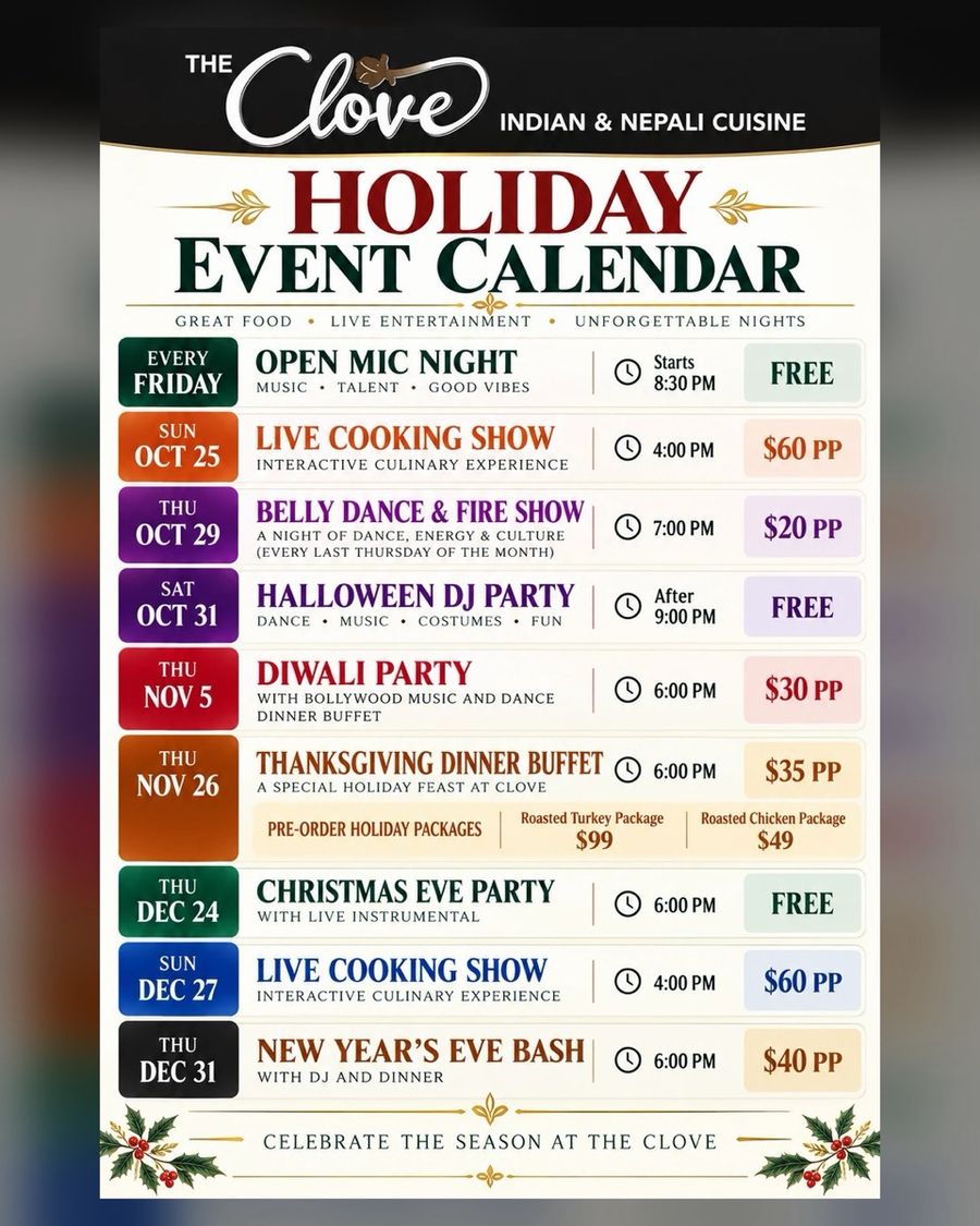 Holiday event calendar