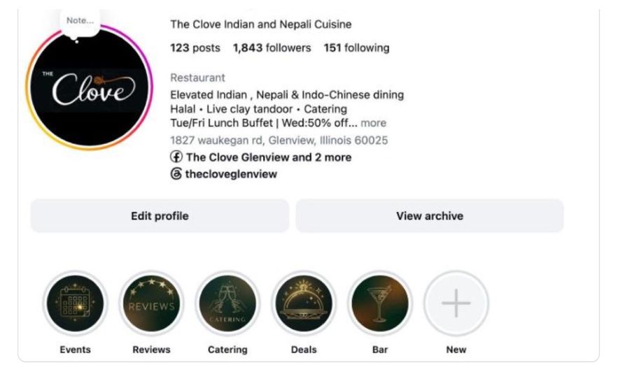 The Clove Instagram profile